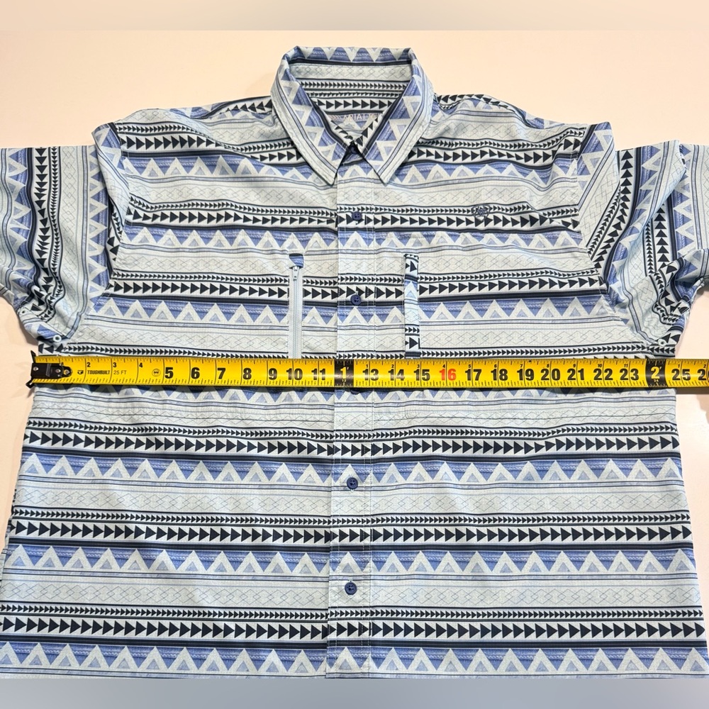 Ariat AriatTEK Shirt Mens Large VentTEK Outbound Aztec Short Sleeve Fishing Vent - Picture 11 of 12